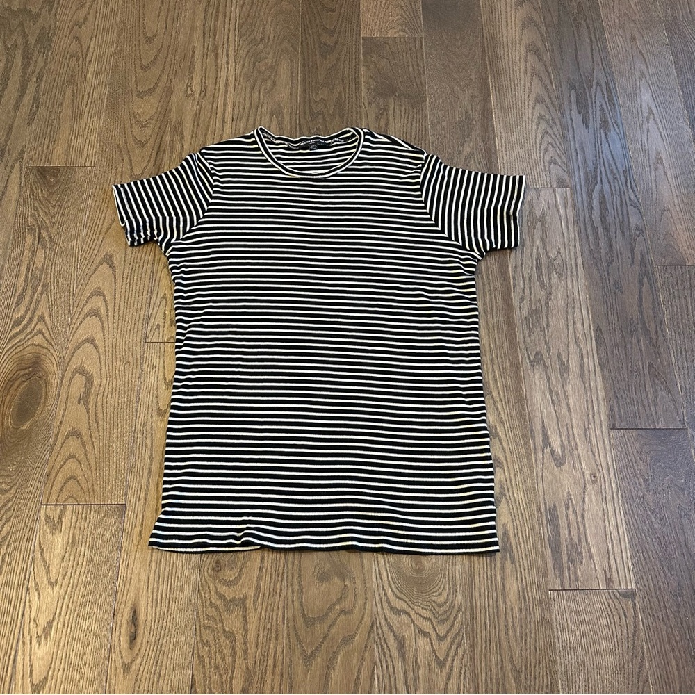 Brandy Melville Women's One Size OS Black White Striped Crew Tee T Shirt Dress
